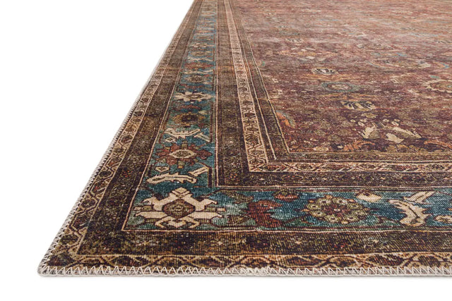 Loloi Layla Lay-01 Brick / Blue Rugs - rug corner