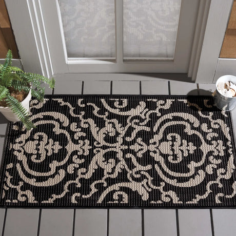 Safavieh Courtyard 2'-0" x 3'-7" Rug in Black / Sand