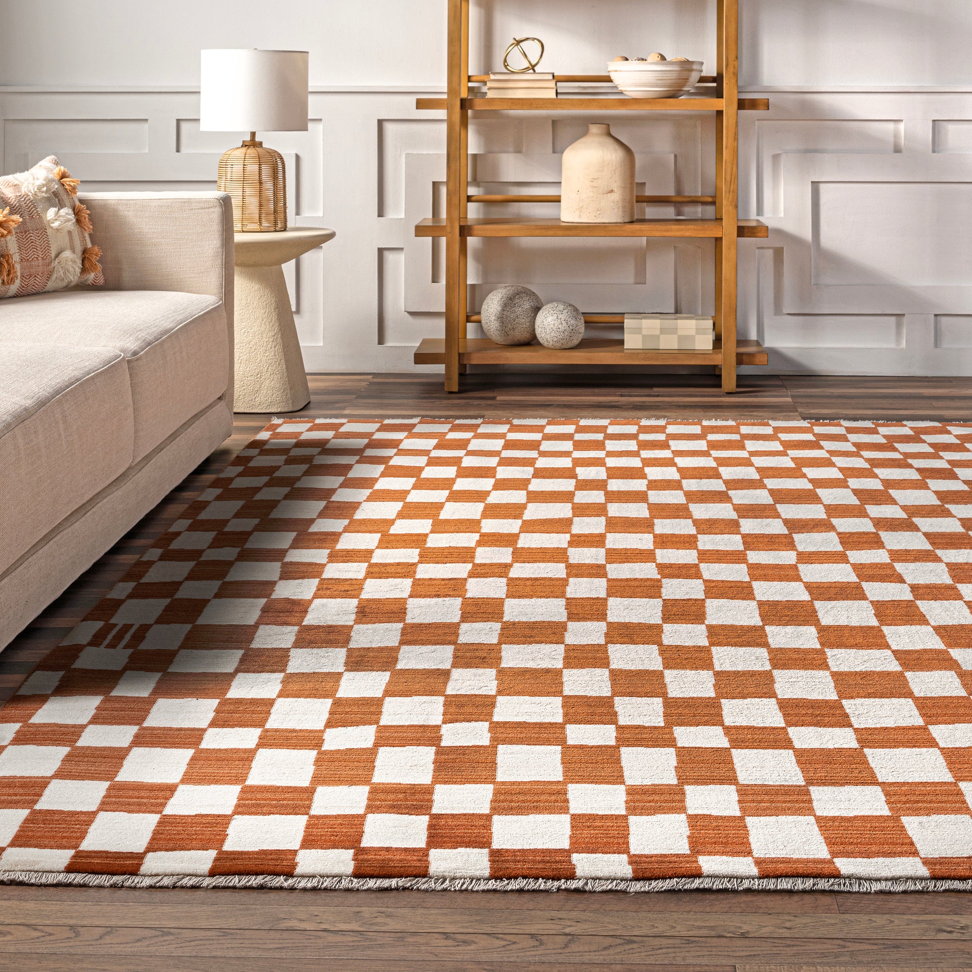 Nuloom Dominique Abstract Checkered Bdsn41B Orange Area Rug