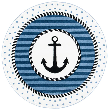 Safavieh Carousel Kids 100 5'-3" x 5'-3" Rug in Navy / Ivory