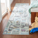 Safavieh Carousel Kids 100 2'-3" x 10'-0" Rug in Grey / Light Blue