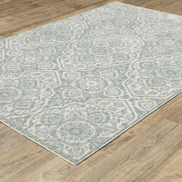 Oriental Weavers Sphinx ECHO ECH02 Green Floral Rugs - angle detail