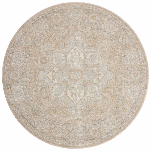 Loloi Odette Odt-05 Beige/Silver Rug - round flat
