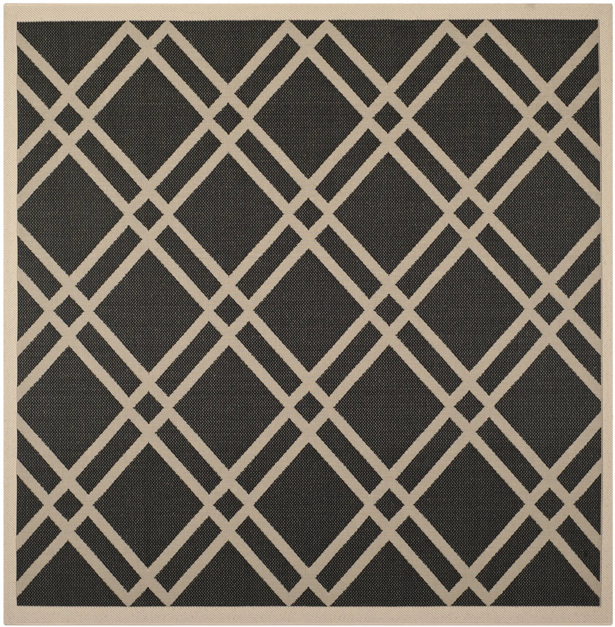 Safavieh Courtyard 7'-10" x 7'-10" Rug in Black / Beige
