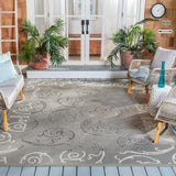 Safavieh Courtyard 6'-7" x 9'-6" Rug in Anthracite / Light Grey