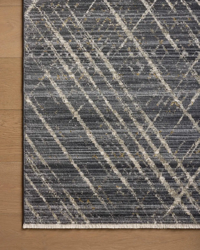 Loloi Wade Wae-04 Midnight/Beige Rug - corner on wood