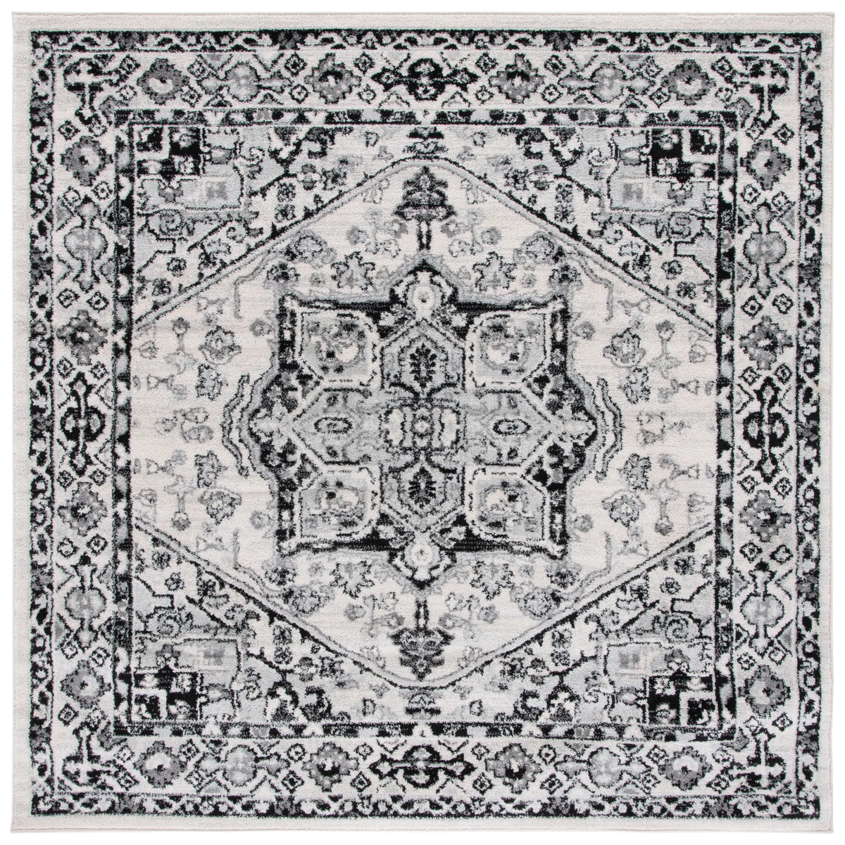 Safavieh Tulum 6'-7" x 6'-7" Rug in Ivory / Black