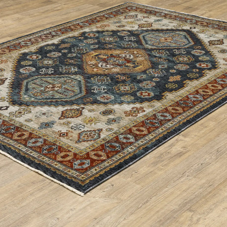 Oriental Weavers Sphinx Aberdeen 005W1 Blue/ Multi Rugs - angle detail