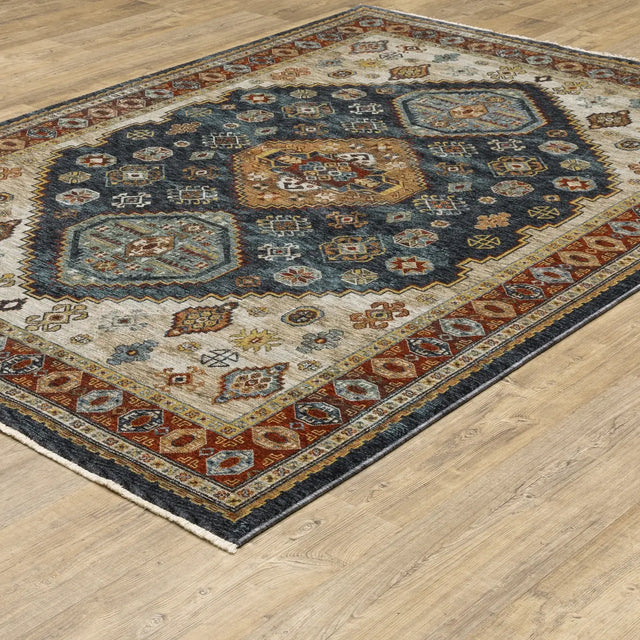 Oriental Weavers Sphinx Aberdeen 005W1 Blue/ Multi Rugs - angle detail