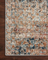 Loloi Bianca Bia-09 Ocean/Spice Rugs - corner on wood