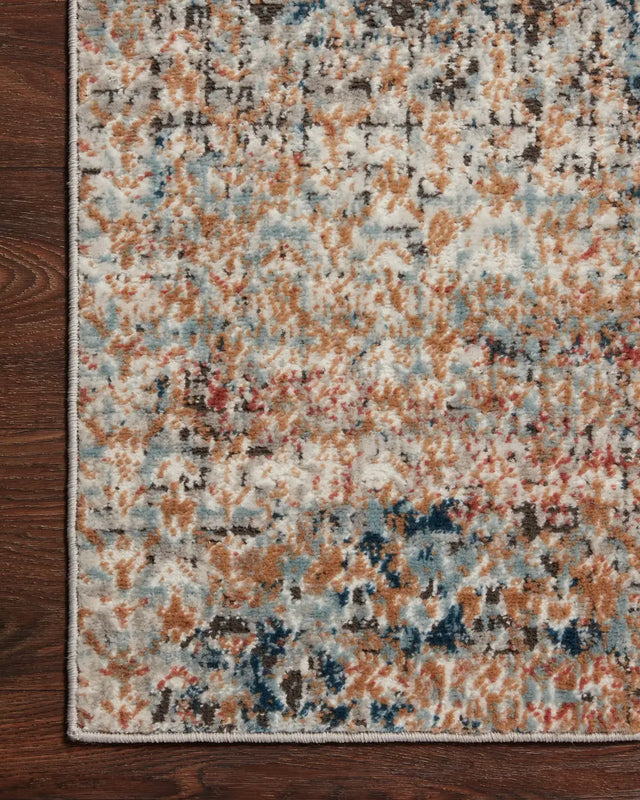 Loloi Bianca Bia-09 Ocean/Spice Rugs - corner on wood