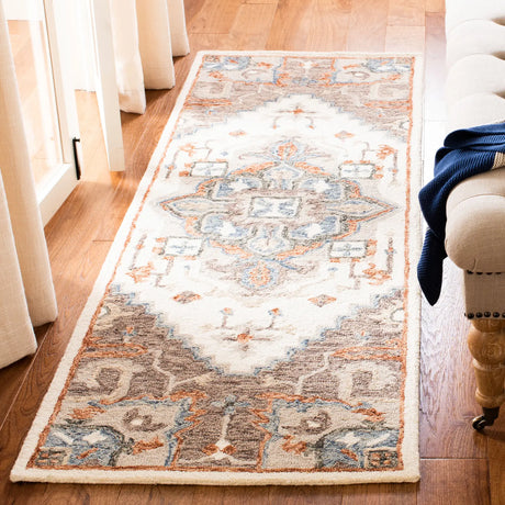 Safavieh Micro-Loop 2'-3" x 7'-0" Rug in Ivory / Rust