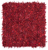 Safavieh Leather Shag 5'-0" x 5'-0" Rug in Red