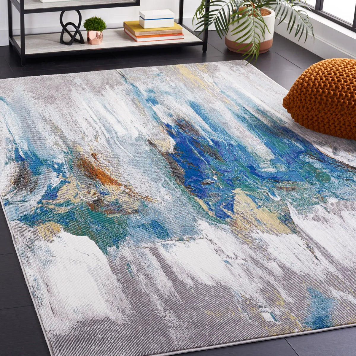 Safavieh Art Studio 4'-0" x 6'-0" Rug in Light Grey / Blue