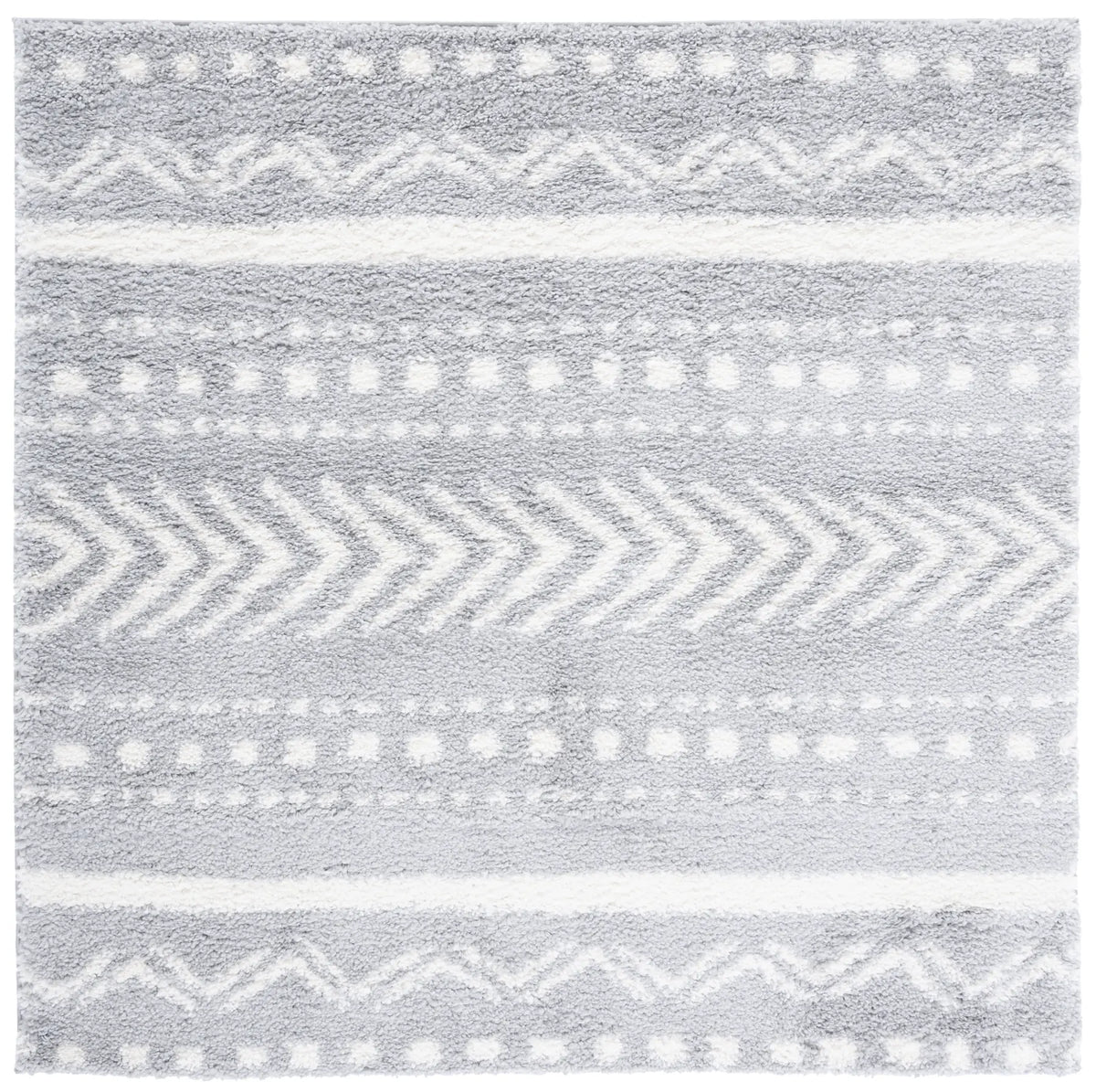 Safavieh Parma Shag 6'-7" x 6'-7" Rug in Grey / Ivory
