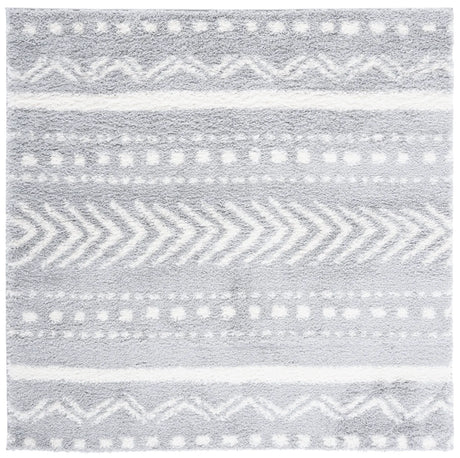 Safavieh Parma Shag 6'-7" x 6'-7" Rug in Grey / Ivory