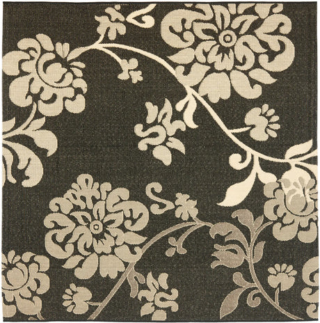 Safavieh Courtyard 6'-7" x 6'-7" Rug in Black Natural / Brown