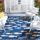 Safavieh Courtyard 10'-0" x 14'-0" Rug in Navy / Beige