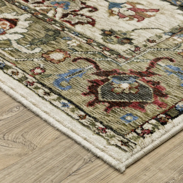 Oriental Weavers Sphinx HASTINGS HA03W Ivory Floral Rugs - corner detail