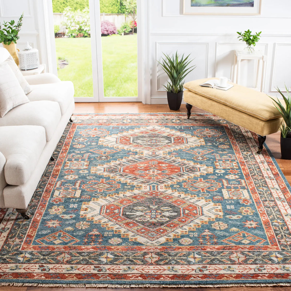 Safavieh Samarkand 10'-0" x 14'-0" Rug in Blue / Red