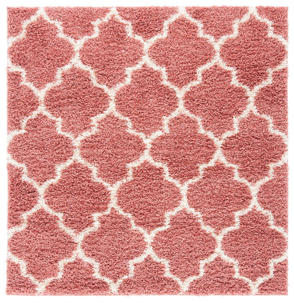 Safavieh Venus Shag 500 6'-7" x 6'-7" Rug in Pink / Ivory