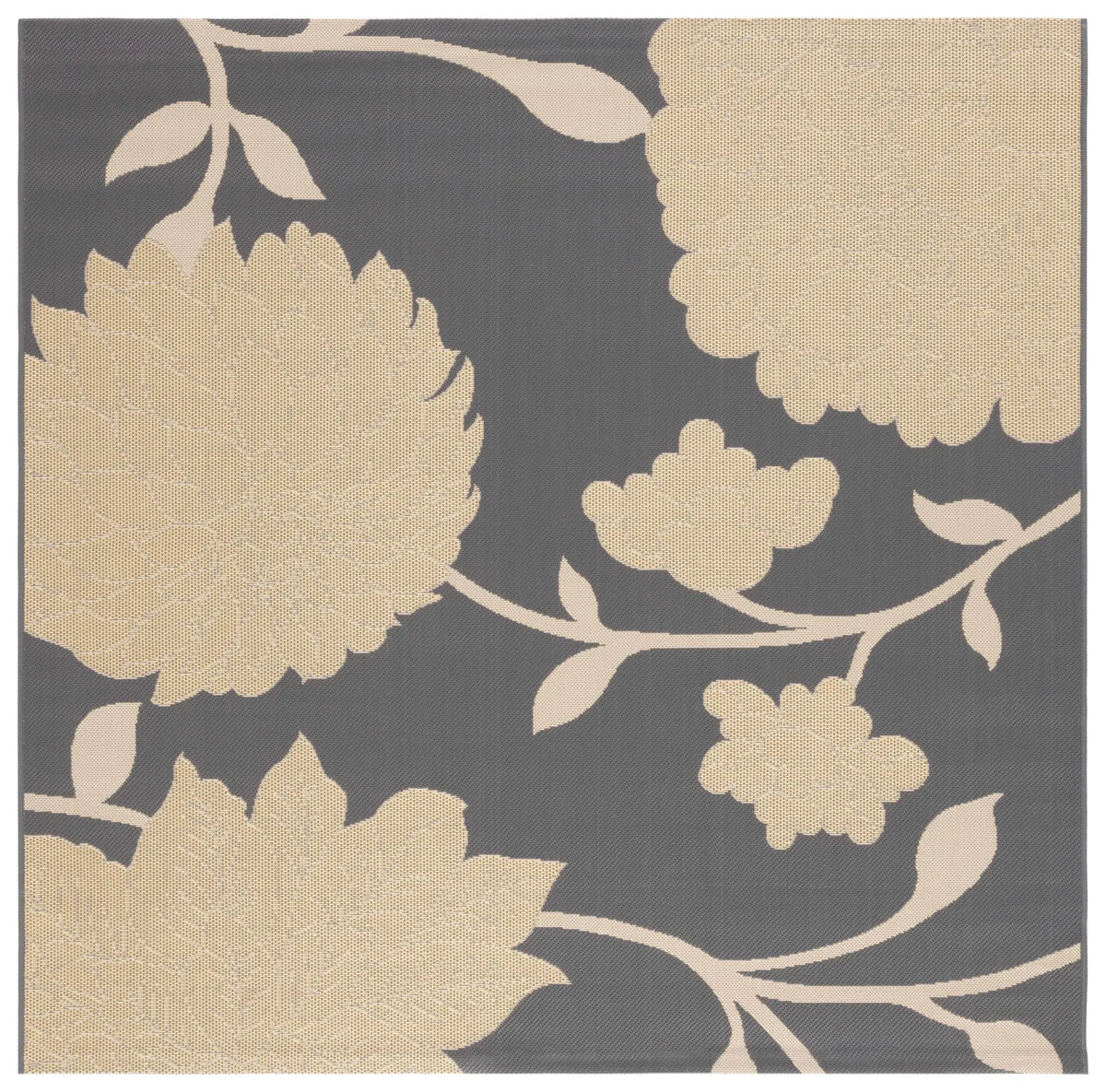 Safavieh Courtyard 6'-7" x 6'-7" Rug in Anthracite / Beige