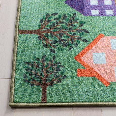 Safavieh Kids Playhouse 200 5'-5" x 7'-7" Rug in Green / Charcoal