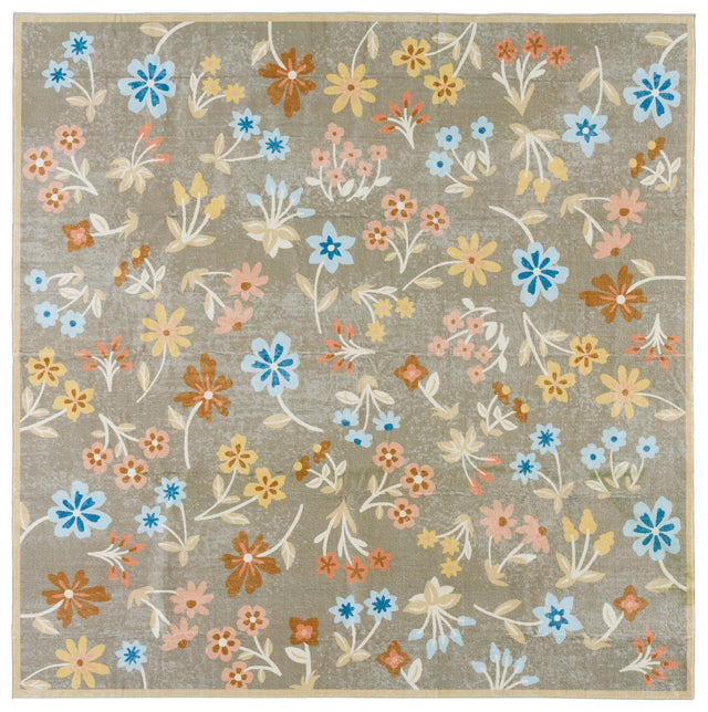 Safavieh Martha Stewart Washable 6'-0" x 6'-0" Rug in Dark Beige / Light Blue