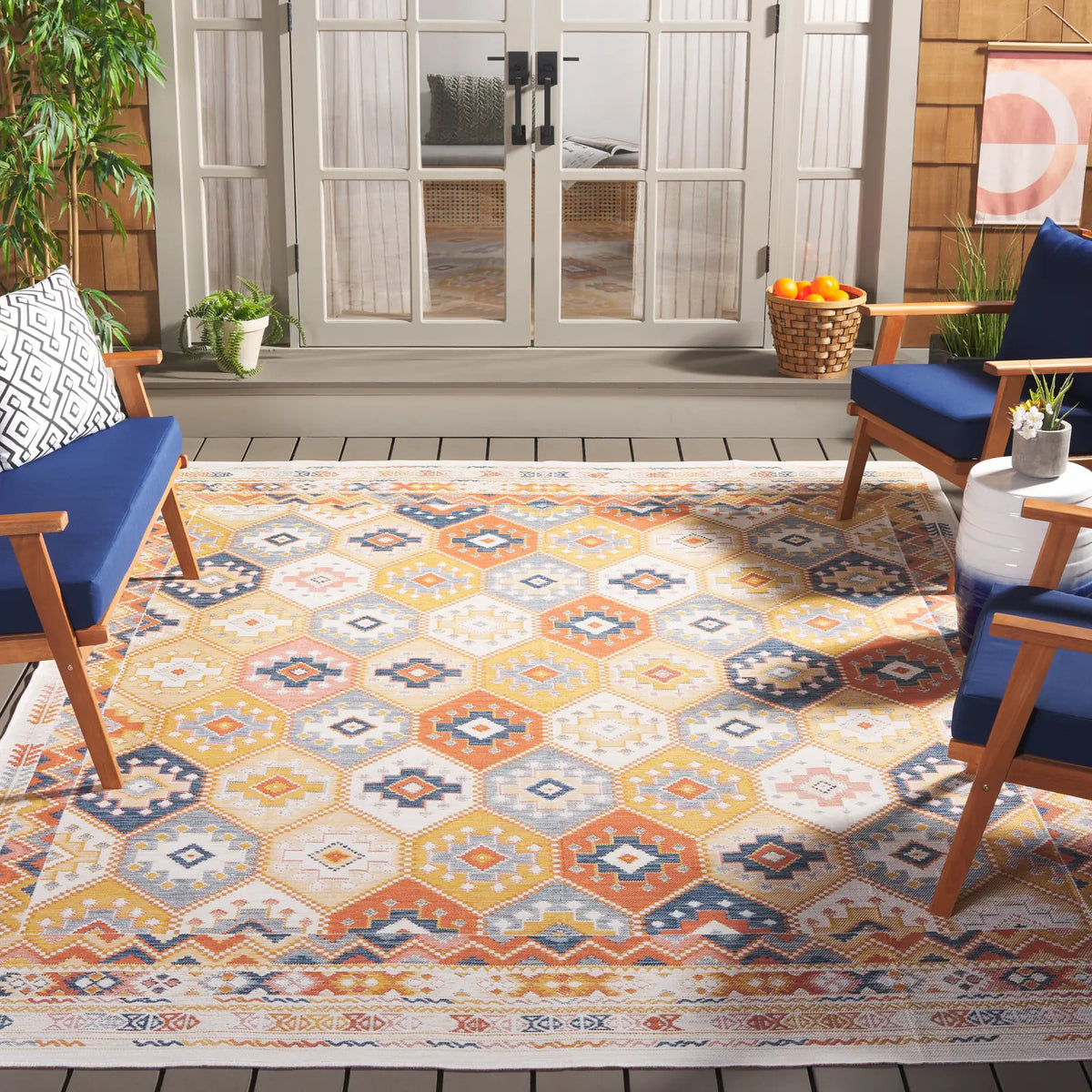 Safavieh Sunrise 8'-0" x 10'-0" Rug in Gold / Rust Blue