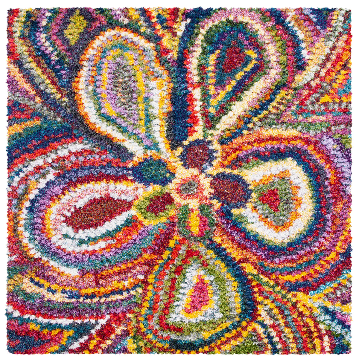 Safavieh Fiesta Shag 6'-7" x 6'-7" Rug in Multi