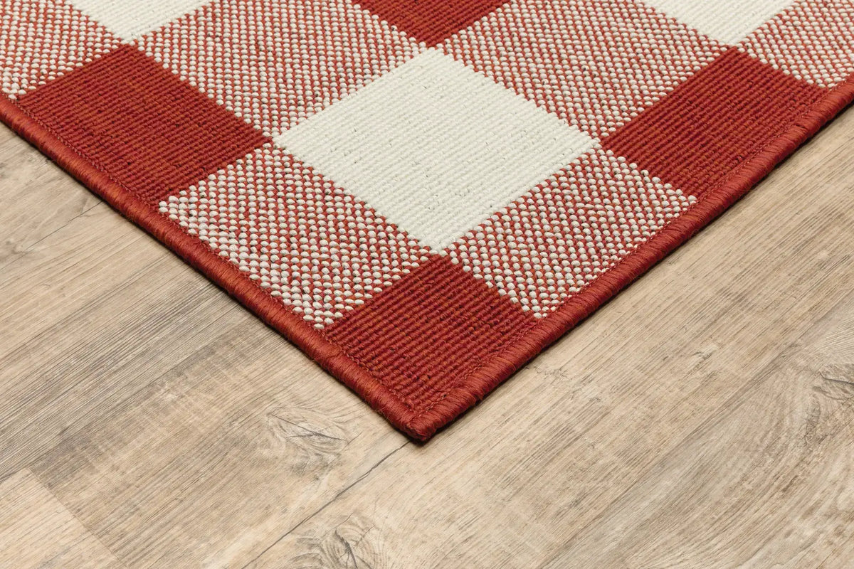 Oriental Weavers Sphinx Meridian 2598R Red / Ivory Rugs - corner detail