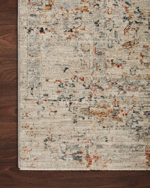 Loloi Axel Axe-02 Silver/Spice Rugs - corner on wood
