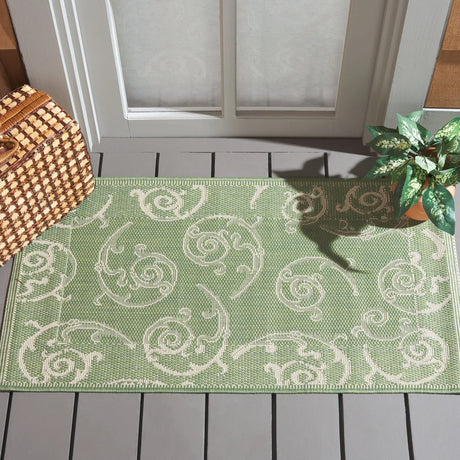 Safavieh Courtyard 2'-0" x 3'-7" Rug in Olive / Natural
