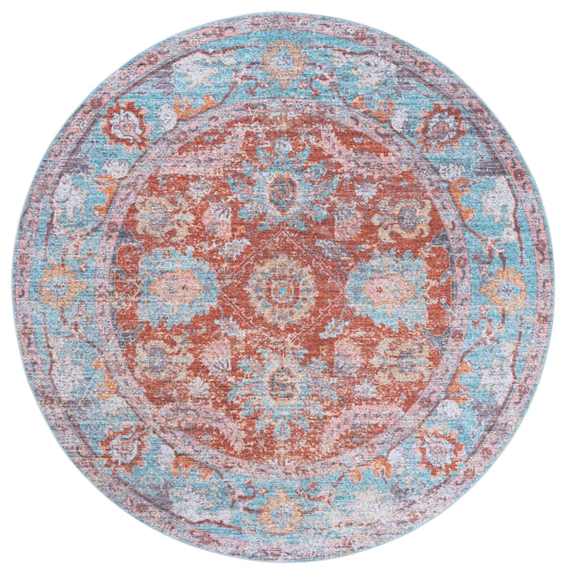 Safavieh Martha Stewart Washable 6'-0" x 6'-0" Rug in Turquoise / Rust