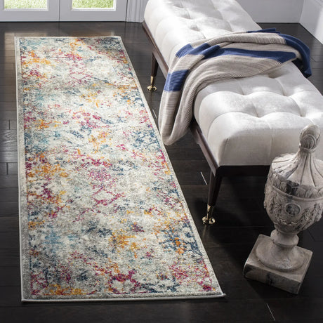 Safavieh Madison 2'-3" x 8'-0" Rug in Light Grey / Fuchsia
