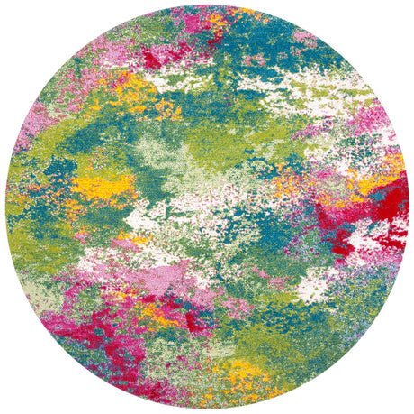 Safavieh Watercolor 5'-3" x 5'-3" Rug in Green / Fuchsia