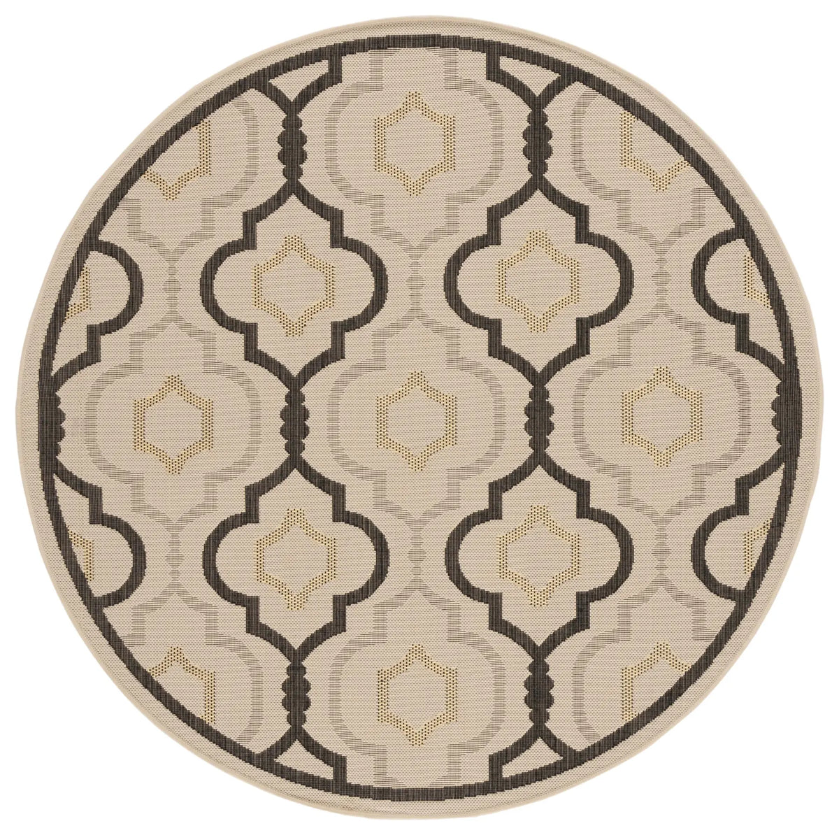 Safavieh Courtyard 5'-3" x 5'-3" Rug in Beige / Black