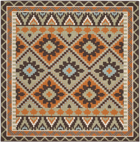 Safavieh Veranda 6'-7" x 6'-7" Rug in Green / Terracotta