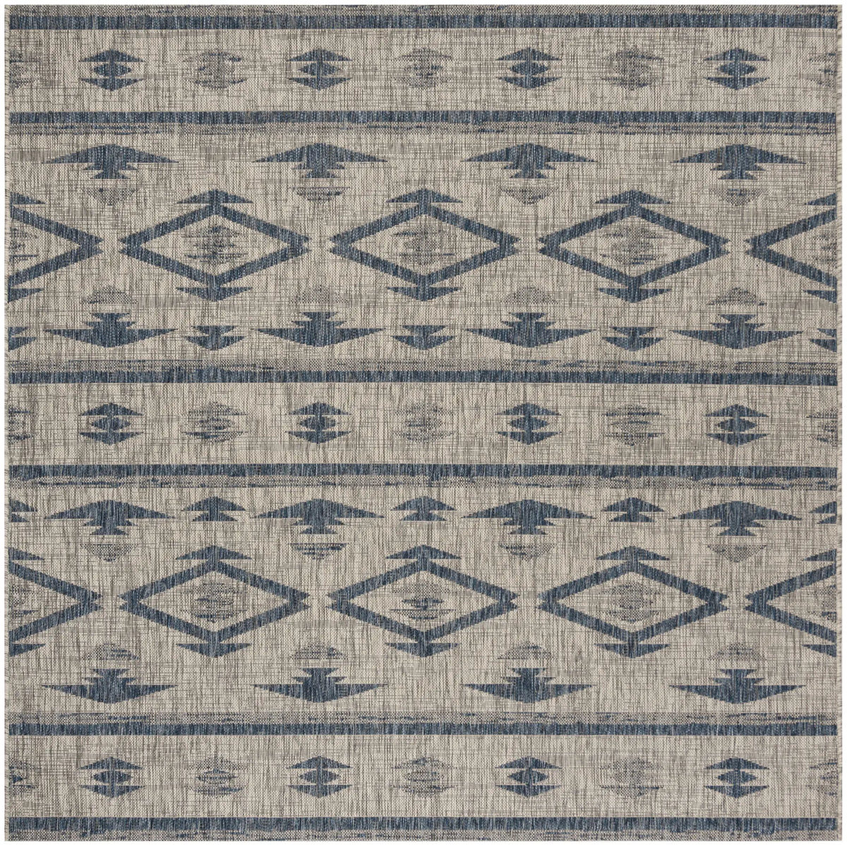 Safavieh Courtyard 6'-7" x 6'-7" Rug in Grey / Navy