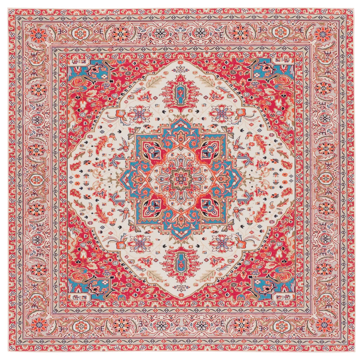 Safavieh Tucson 6'-0" x 6'-0" Rug in Red / Beige