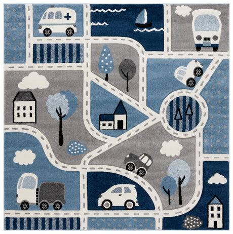 Safavieh Carousel Kids 100 6'-7" x 6'-7" Rug in Grey / Blue