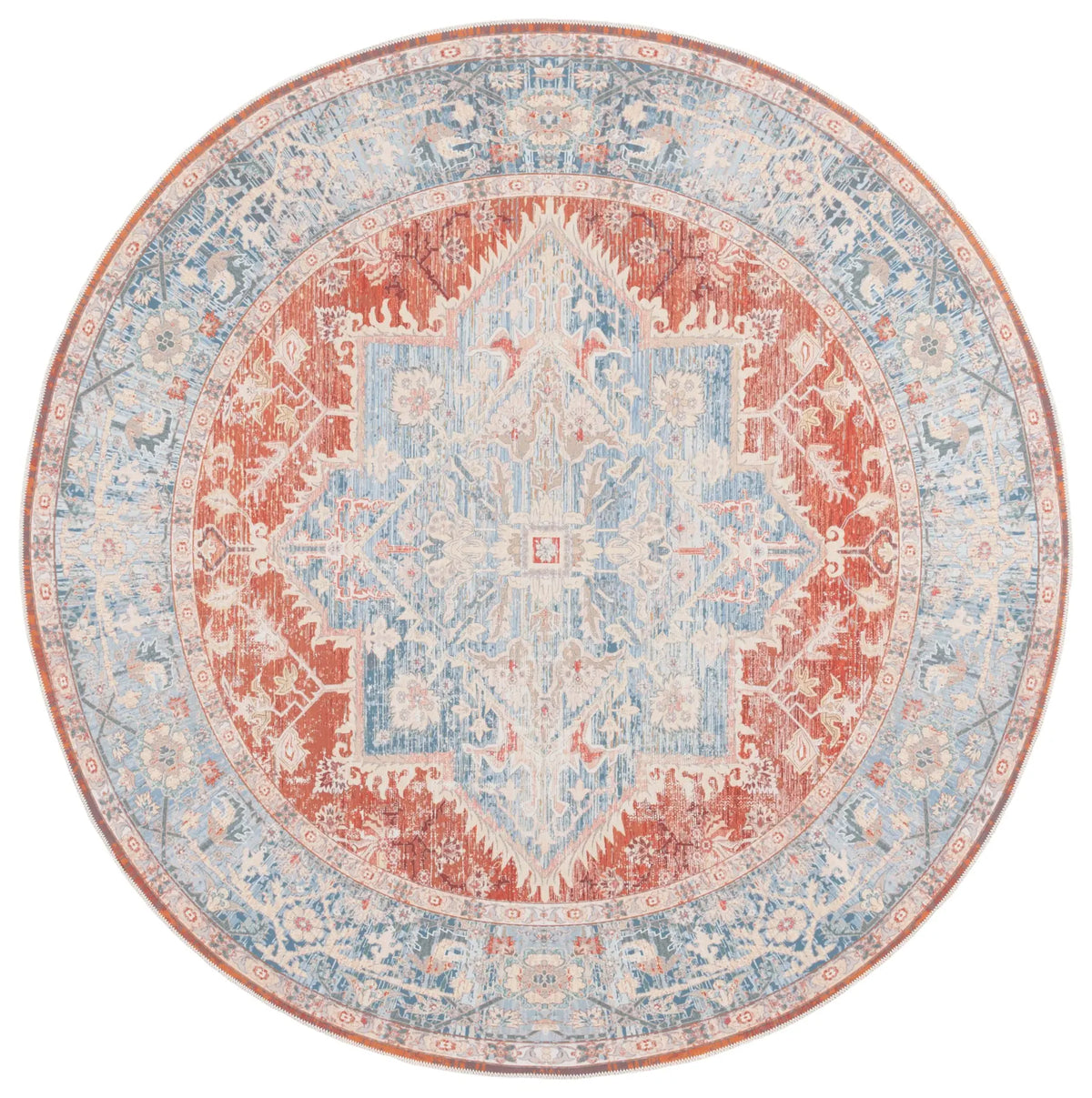 Safavieh Arizona 6'-0" x 6'-0" Rug in Light Blue / Rust