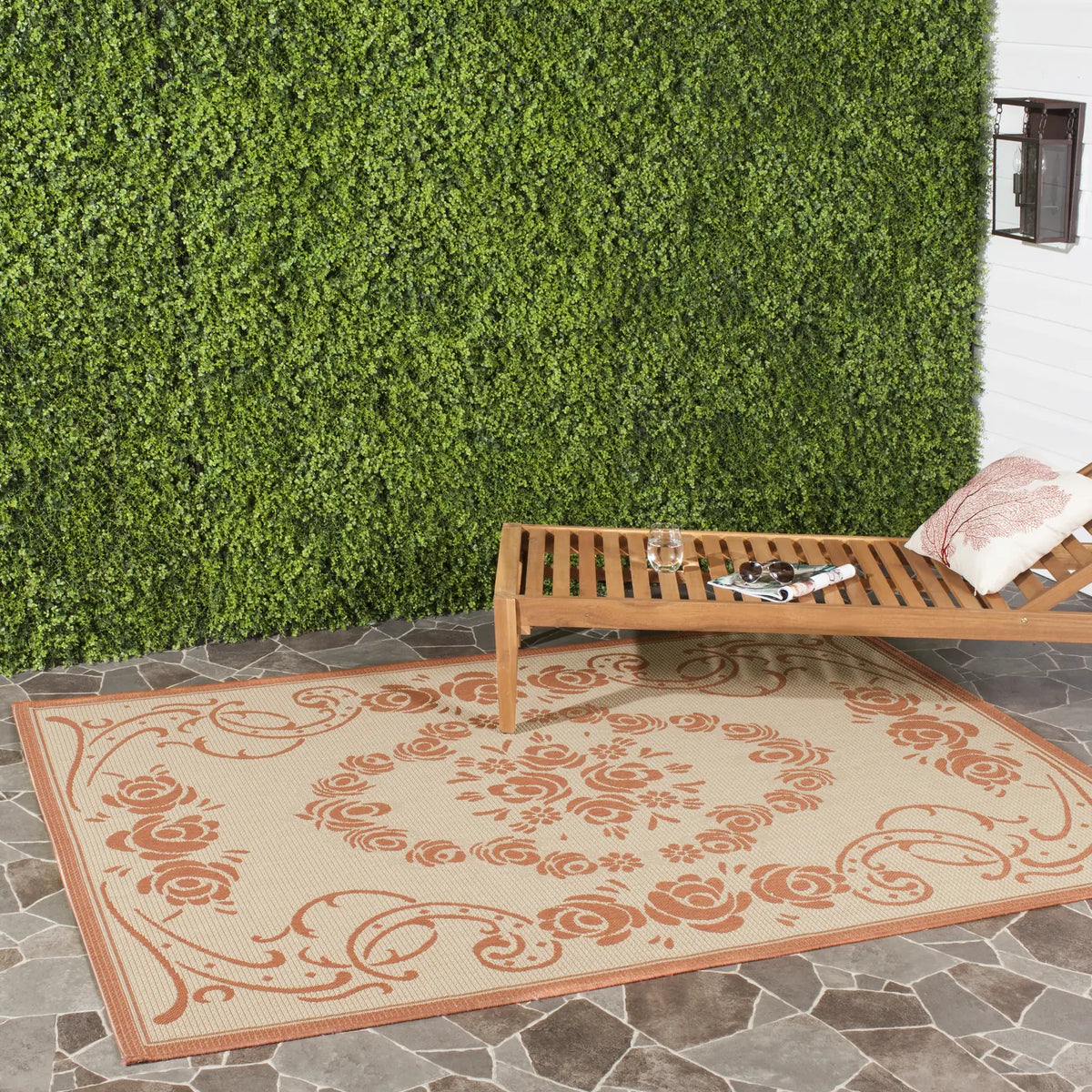 Safavieh Courtyard 4'-0" x 5'-7" Rug in Natural / Terra