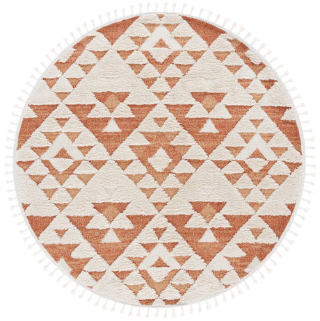 Safavieh Moroccan Tassel Shag 5'-3" x 5'-3" Rug in Ivory / Brick Rust