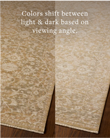 Loloi Elora ELR-06 Traditional Power Loomed Gold Natural Rug - angled corner on wood