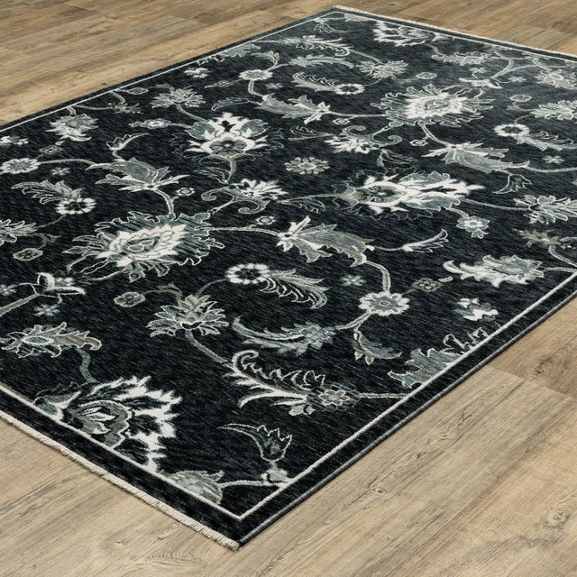 Oriental Weavers Sphinx ECHO ECH05 Blue Floral Rugs - angle detail
