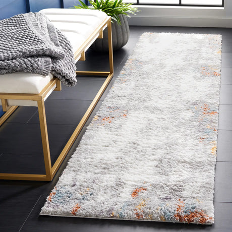 Safavieh Berber Shag 2'-3" x 8'-0" Rug in Blue Rust / Ivory