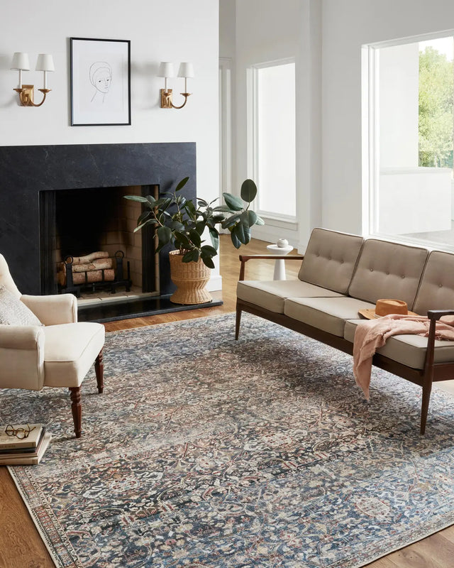 Chris Loves Julia x Loloi Jules 6-Jul Denim / Spice Rug - room scene 1