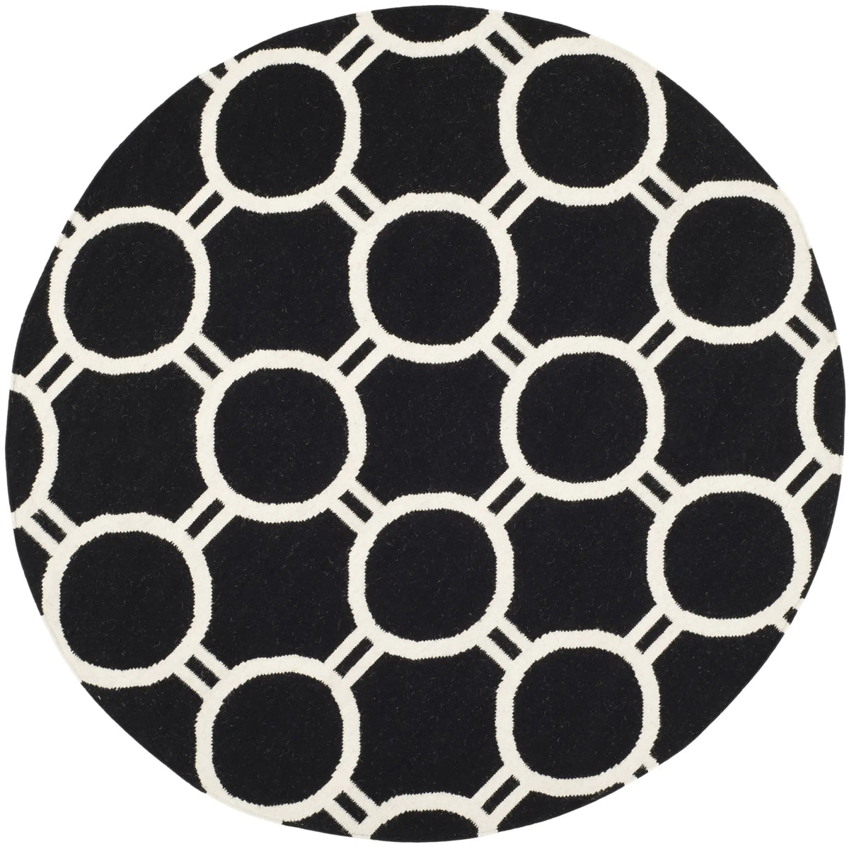 Safavieh Dhurries 6'-0" x 6'-0" Rug in Black / Ivory