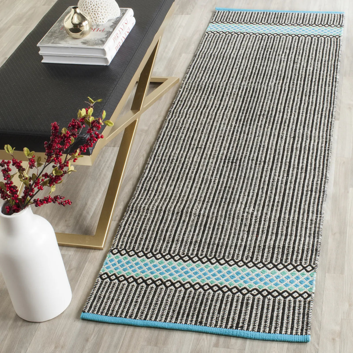 Safavieh Montauk 2'-3" x 11'-0" Rug in Turquoise / Multi